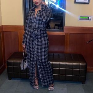 Plaid Denim Maxi Dress Size Large